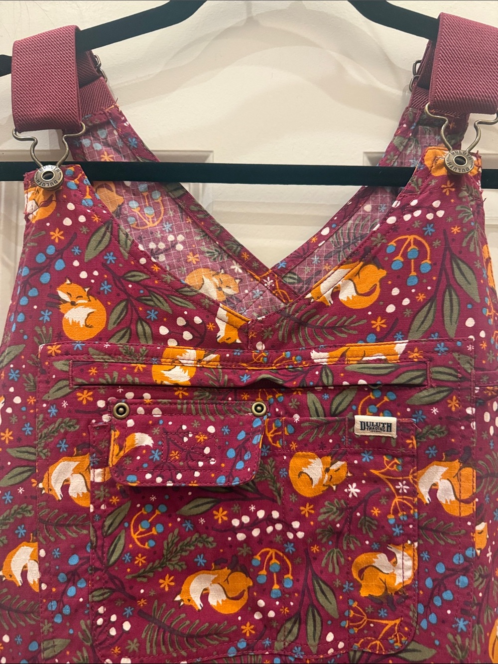 NWT Duluth Heirloom Gardening SLIM LEG Overalls Retired Fox Print Sz Large